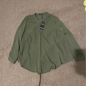 StyleDome Flowy Blouse in Green size XL